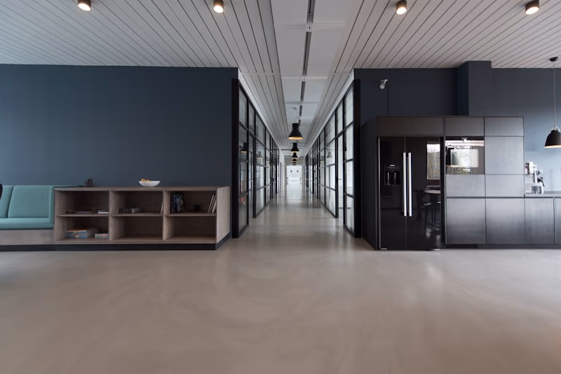 Modern collaborative open-plan workspace featuring professional office window blinds in Dubai